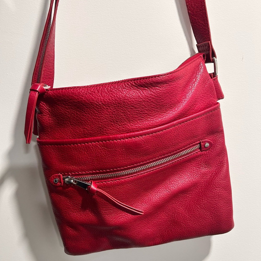 Danier Leather Red Leather Crossbody Bag - Sleek Everyday Women’s Purse